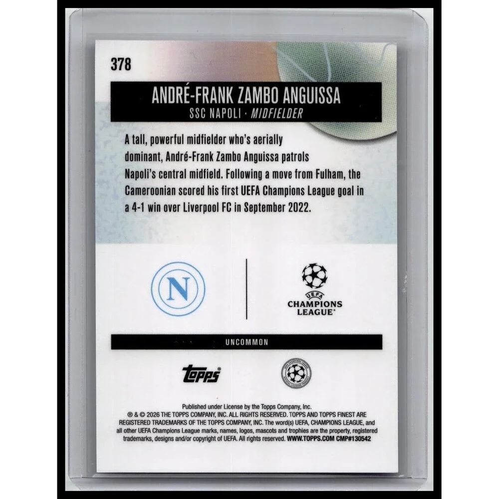2025-26 Finest UEFA André-Frank Zambo Anguissa #378 Purple Checkerboard /99